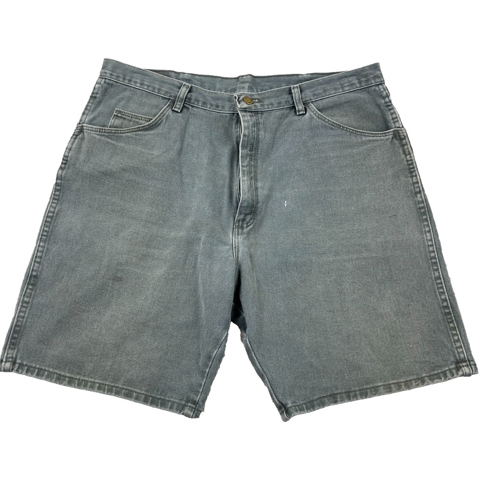 Vintage Y2K Wrangler Shorts Men 38 Green Denim Baggy Jorts Distressed Skate Work